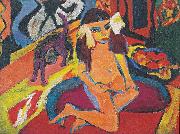 Ernst Ludwig Kirchner Madchen mit Katze painting